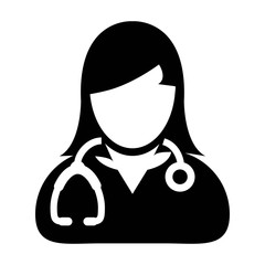 Woman Doctor Icon - Physician, Medical, Healthcare, MD Icon in Glyph Vector illustration