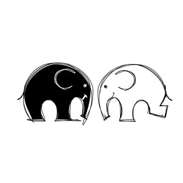 Cute elephants sketch for your design