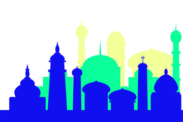Background - colorful Silhouette of Mosque 
