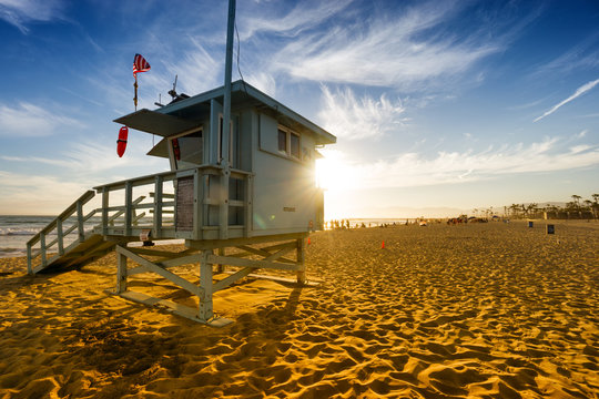 Venice beach at sunset in Los Angeles, USA