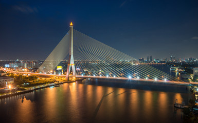 Fototapeta na wymiar King Rama VIII bridge of Bangkok the capital cities of Thailand.
