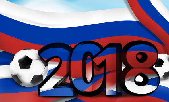 russia russian soccer football 2018 bold font 3d illustration