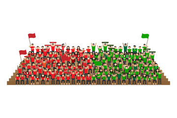 sport team supporter cheering on the stand red and green kit