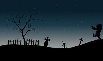 Fototapeta na wymiar Zombie walking in tomb halloween