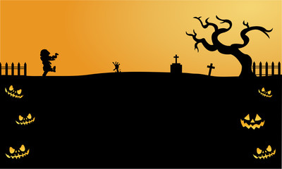 Fototapeta na wymiar Scary zombie halloween backgrounds silhouette