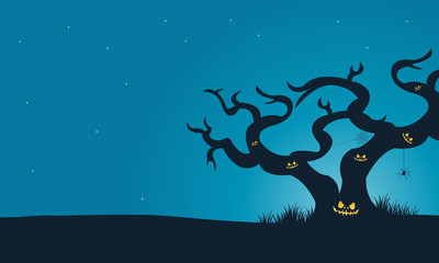 Halloween scary dry tree silhouette