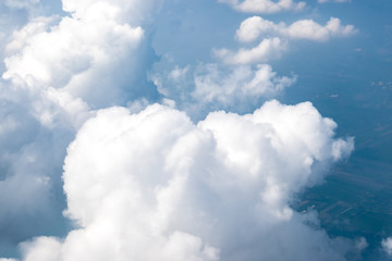 Aerial view of cloud and sky from airplane,Traveling concept