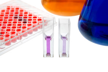 pipette test sample research elisa ninety-six well plate analysis cuvette check absorbance