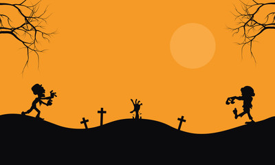 Fototapeta na wymiar Halloween scary zombie silhouette