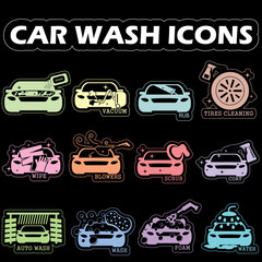 color car wash icons