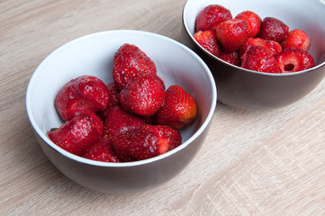 Strawberries in a bowl ready to eat
