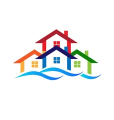 Real estate group of  houses logo business design