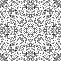 Gorgeous full frame geometric design background with floral patterns and circular elements