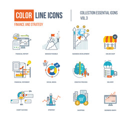 Color thin Line icons set.