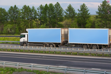 truck moves on country highway