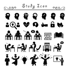 successful study icon set