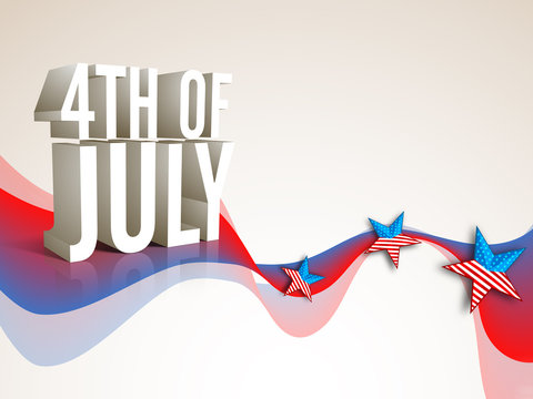 3D text 4th of July for American Independence Day.