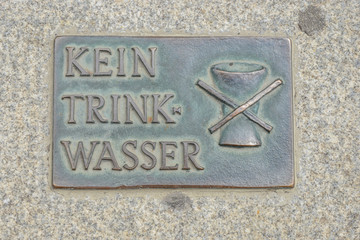 no drinking water sign on a fountain at vienna
