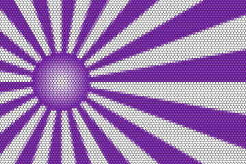 Purple and white rays and ball with hexagonal pattern