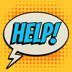 Help comic book bubble text retro style
