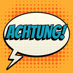 Achtung comic book bubble text retro style