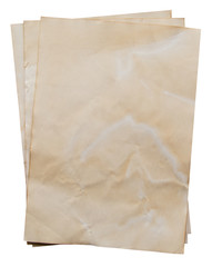 old paper on isolated white with clipping path