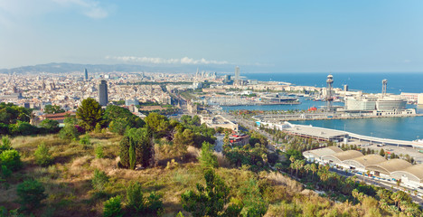 View of Barcelona city from mountain