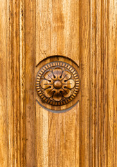 fragment of wooden door in old Riga