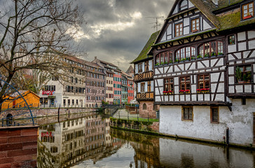 Fototapeta na wymiar Visit card of Strasbourg Petite France in winter