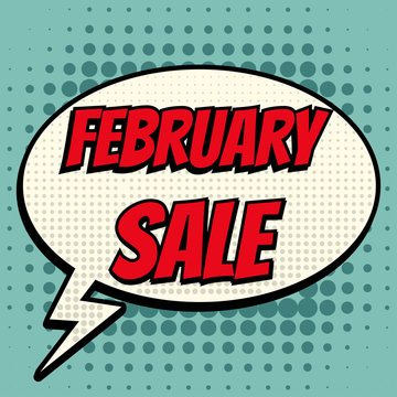 February Sale Comic Book Bubble Text Retro Style