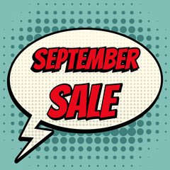 September sale comic book bubble text retro style
