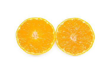 Slice of fresh orange isolated on white background