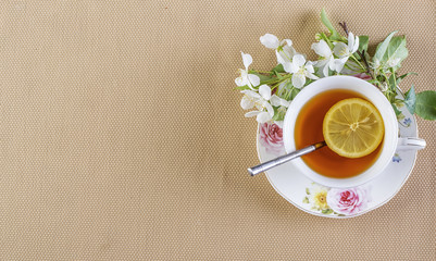 Cap of tea with lemon