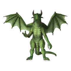 3D Rendering Fantasy Dragon on White