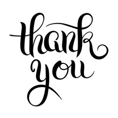 black and white modern calligraphy thank you handwritten letteri