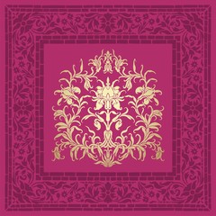 wedding card design, paisley floral pattern , India