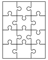 Vector illustration of small white puzzle, separate parts