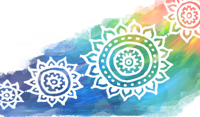 Hand drawn abstract floral background. Oriental pattern with place for text.