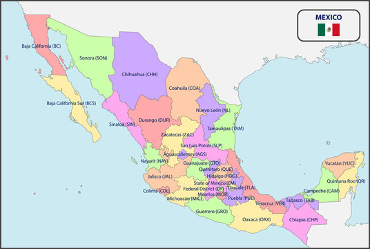 Political Map of Mexico with Names