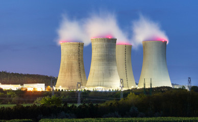 Nuclear power plant by night