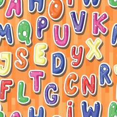 Seamless background with cartoon colored letters