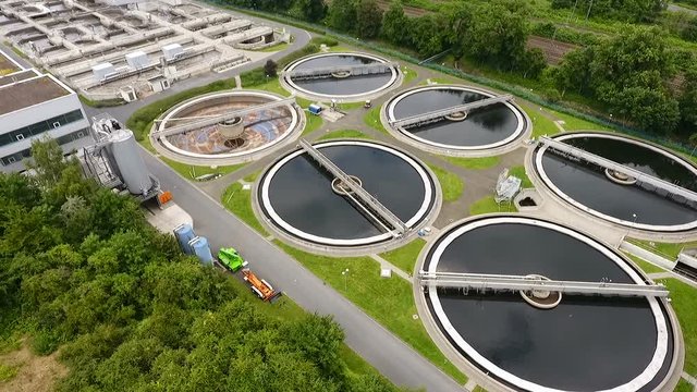 Sewage treatment plant - aerial view 
