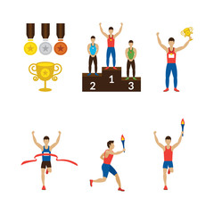 Sports Athletes Winner, Torch Runner, Champion, Goal, Medal, Trophy, Games