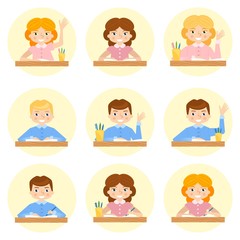 schoolchild avatar vector illustration.