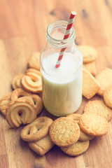 sweet biscuits and fresh healthy milk