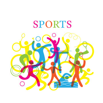 Sports Colorful Illustration,Sports, athletics, Games, Symbol