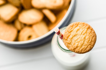 sweet biscuits and fresh healthy milk
