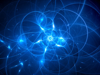 Obraz premium Blue glowing curves in space interstellar communication