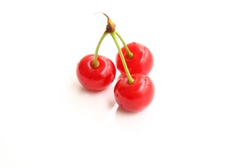 Fresh red cherries isolated on white background 