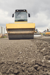 Walze auf der Baustelle